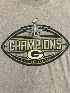 Green Bay Packers Super Bowl XLV Reebok Shirt Mens L Large Gray NFL Football Gb - Picture 1 of 3