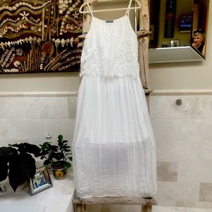 J Gee White Summer All Occasion Maxi Gown Spaghetti Straps White Lace; Lined - Picture 1 of 7