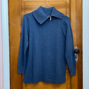 Karen Scott Heather Indigo Blue Zip Neck Pullover Women’s Small - Picture 1 of 6