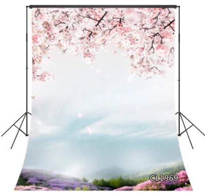 Primavera Colorido Flor Flores Cielo Azul 5x7 pies Vinilo Telón de Fondo Foto Fondo LB Foto 1 de 4