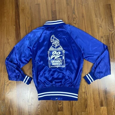 VTG Howe 22nd Grammy Awards 1980 Satin Blue Jacket 70s 80s Blue SZ Small - Image 1 of 4