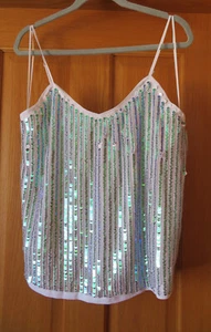 BNWT Next White Sequined Lined Vest Top Size 16 RRP £35 - Picture 1 of 6