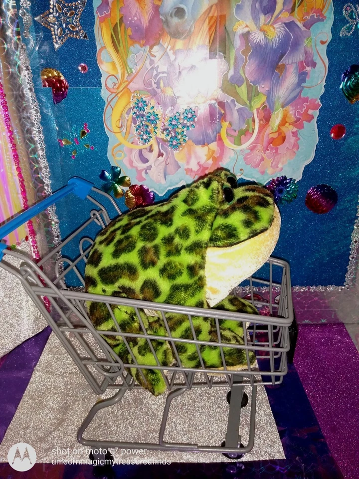 🦄Ganz Webkinz "Bullfrog" Green Yellow Frog Speckled Black Spots HM114 9.5"Plush - Image 1 of 4