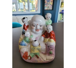 Buddha with 5 buddha babies statue vintage figurine *RARE* - Picture 1 of 3
