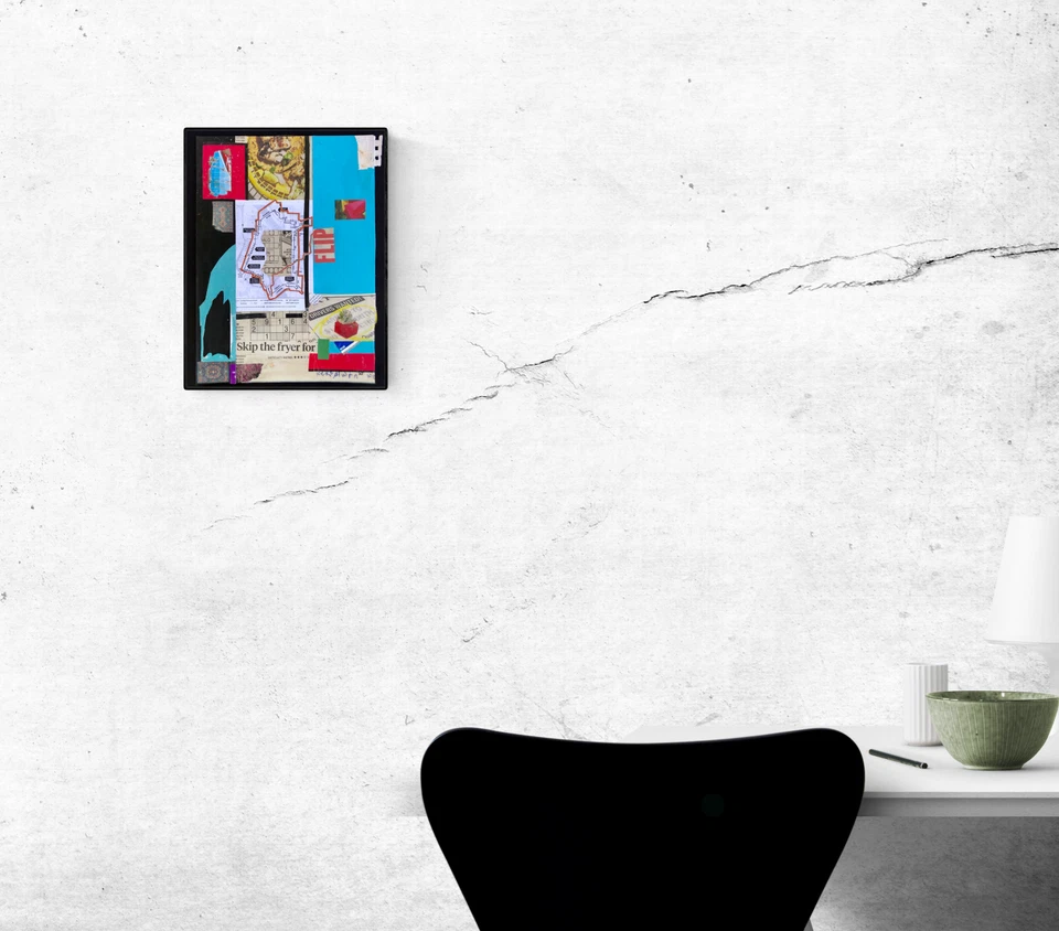 Arte de palabras collage abstracto azul frívolo en viajes... Steven Tannenbaum Foto 1 de 4