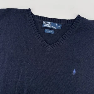 Polo Ralph Lauren Herren 2XL dunkelblau V-Ausschnitt Baumwolle Pullover Weste - Bild 1 von 8
