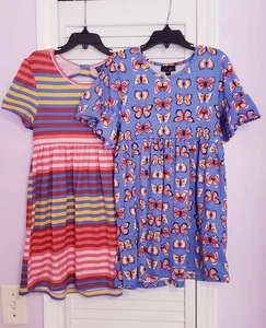 Set Of 2 Picapino Girl dresses Size 7, Butterflies & Stripes - Picture 1 of 7