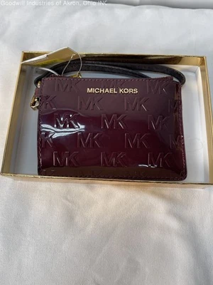 NWT Certified Authentic Maroon Michael Kors Wristlet in Box - Image 1 of 4