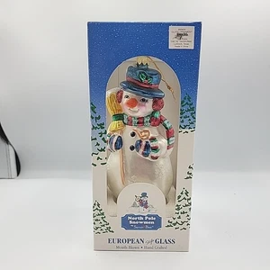 North Pole Snowmen/ European Style Glass By Santa’s Best With Box 1999 - Picture 1 of 7