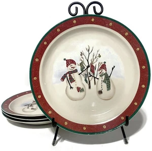 Royal Seasons Stoneware Snowmen Christmas Dinner Plate Set of 4 - Picture 1 of 6