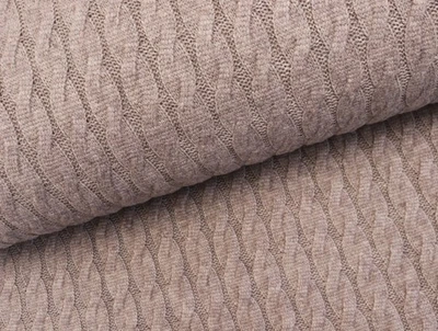 STRICK Stoff schwer mit Zopfmuster weich dehnbar TAUPE MELANGE EUR 22,98/m - Bild 1 von 2