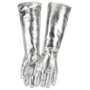 High Temperature Aluminum Foil Welding Gloves 60cm Extended Safety Work Gloves - Picture 1 of 17