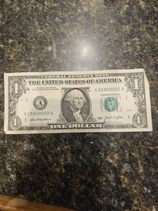 2021 $1 Dollar Bill Unique Serial Number Repeating Numbers - Picture 1 of 6
