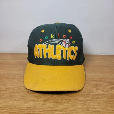Gorra Oakland Athletics A's Snapback verde amarilla juvenil años 90 MLB logotipo vintage 7 Foto 1 de 4