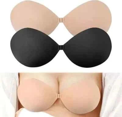 Silicone Strapless Push Up Bra Backless Self Adhesive Invisible Lace Stick On UK — 第 1/4 张图片
