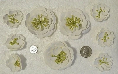  Scrapbooking White Flowers 2 Sizes Lot of 9 - Image 1 of 3