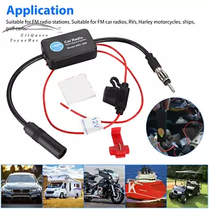 Car Stereo FM & AM Radio Signal Antenna Signal Amplifier Auto Aerial Amp Booster - Picture 1 of 11