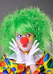 Womens Bright Green Circus Clown Backcombed Wig - Picture 1 of 1