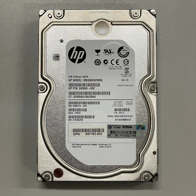 Seagate 2TB 3.5" SATA HDD 7200 RPM 128MB HP MB2000GCWDA 695503-002 ST2000NM0033 - Image 1 of 4