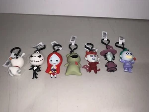 Lot of 7 The Nightmare Before Christmas 3D Figure Bag Clip Complete Set NEW - Picture 1 of 6