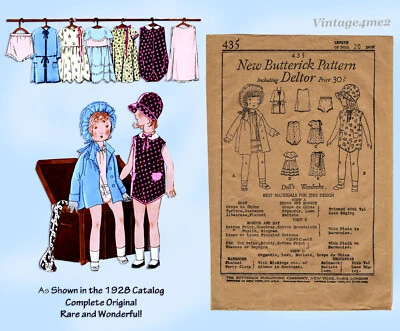 1930s Vintage Butterick Sewing Pattern 435 Rare 20 in Patsy Doll Clothes Set - Image 1 of 4