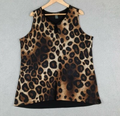 Blusa Suzie In The City Mujer Talla 1X Estampado Leopardo Top Sin Mangas Elástica  Foto 1 de 4