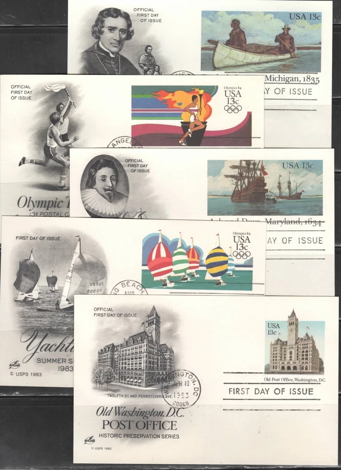 US Scott #UX99 - UX103 Post Cards First Day of Issue - Image 1 of 1