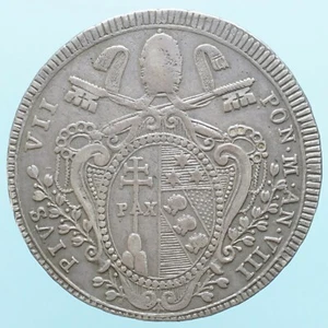 PIO VII SCUDO 1807 ROMA MONETA ARGENTO RARA CURRENCY STATO PONTIFICIO COINS - Imagen 1 de 2