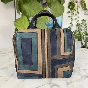 Tory Burch Leder Wildleder T Patchwork Umhängetasche Crossbody Schultertasche Arzttasche RAR - Bild 1 von 17
