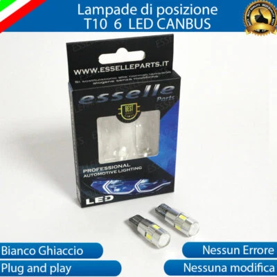 COPPIA LUCI DI POSIZIONE T10 W5W 6 LED SAAB 9_3 CANBUS 6000K NO ERRORE - Immagine 1 di 4