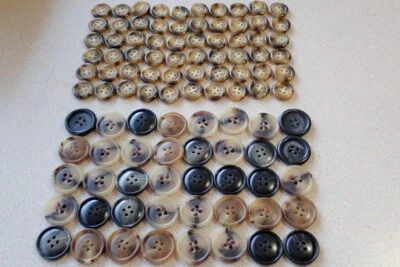 Vintage Lot 20 HSM Black & Brown Turquoise Buttons Round 4 Hole Set 13/16”& 5/8" - Image 1 of 4