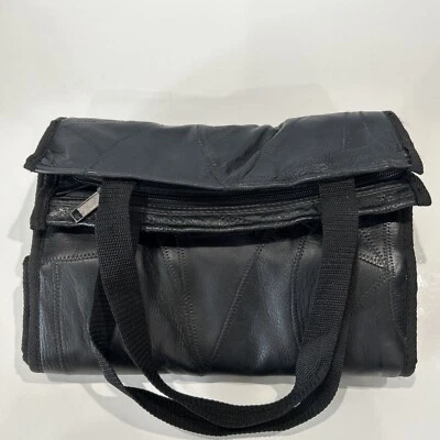 Bolso de Mano Plegable con Ruedas de Cuero Retazos Negro De Colección Equipaje de Mano Foto 1 de 4