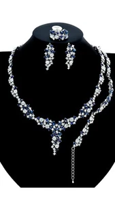Blue Luxury Bridal Party Cocktail Unique Style Jewellery Set - Picture 1 of 1