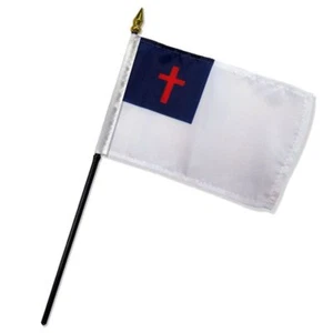 Christus christliches Kreuz Flagge 4"x6" Schreibtisch Set Tisch Stick (genähte Kanten) 100D - Bild 1 von 1