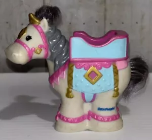 Fisher Price Little People Ride On Princess Horse - White Gray Pink - Castle - Picture 1 of 6