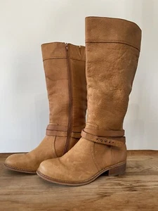 Botas hasta la rodilla Lands End Blakeley de cuero marrón coñac para mujer talla 7 nuevas sin caja - Imagen 1 de 8