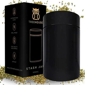 Stash Jar Smell Proof Container (500mL) for Herbs, Spices, Coffee, Teas Black - Picture 1 of 7