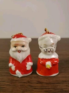 Vintage Santa Claus and Misses Claus Matching Bell Christmas Ornaments Japan - Picture 1 of 5