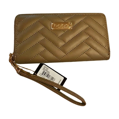 PULSERA ACOLCHADA BEBE (Nueva/NUEVA CON ETIQUETAS) TAUPE "Sophia" HERRAJES TONO DORADO Cierre de cremallera completa Foto 1 de 4