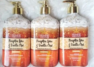 3-Pack Hempz Pumpkin Spice & Vanilla Chai Moisturizer 17 oz Limited Edition - Picture 1 of 3