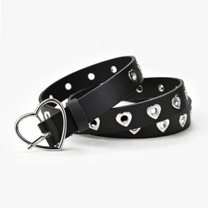 New Heart Buckle Decorative Stylish Belt – Heart-Shaped Grommet Cutouts for Jean - Picture 1 of 9