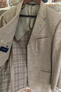 Burberry London Nordstrom "Cambridge" Wool Sport Coat Tan Size 40R Nova Plaid - Picture 1 of 21