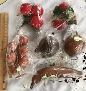 Vintage New NAPCO Artificial FRUIT realistic Fake Faux Plastic Banana Apple Nuts - Picture 1 of 4