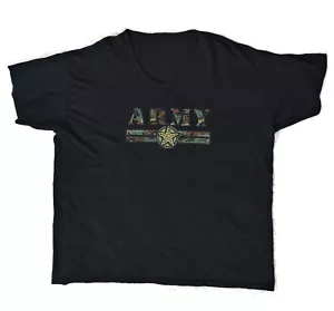 American Apparel T-Shirt Women's Black OS Army Camo Studs Printed Le Big Tee NEW - Picture 1 of 6