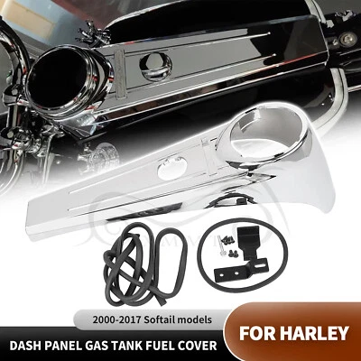 Cubierta de consola de tablero de tanque extendido cromada para Harley Fat Boy Lo Heritage Softail Foto 1 de 4