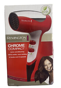 Remington Chrome Compact Ionic Travel Red Hair Dryer - D5000