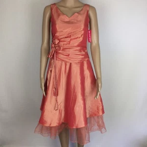 Pink A-Line Knee Length Party Cocktail Dress Drape Flower Detail Size 8 (BG2) - Bild 1 von 12