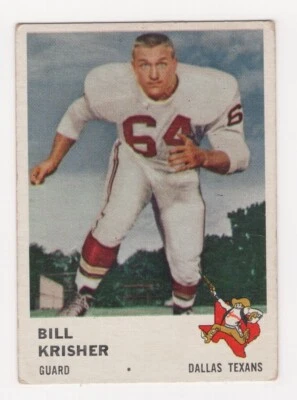 1961 FLEER FOOTBALL BILL KRISHER DALLAS TEXANS #205 - Image 1 of 2