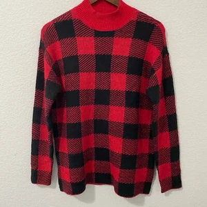 Suéter Loft Mujer Talla S Rojo y Negro Búfalo Cuadros Cuello Simulado Nuevo sin Etiquetas - Imagen 1 de 6