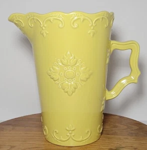 Sweet Olive Designs Fancy Scroll Collection Mustard Yellow Floral Design Pitcher - Picture 1 of 8
